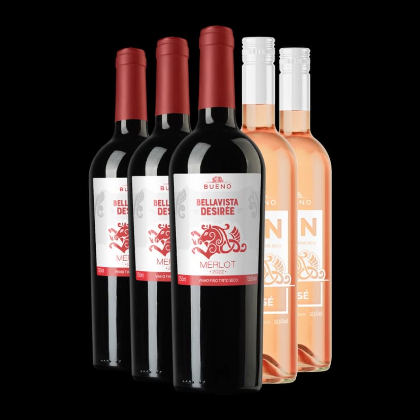 Kit 3x Bueno Desirée Merlot e 2x Bueno Vin Rosé