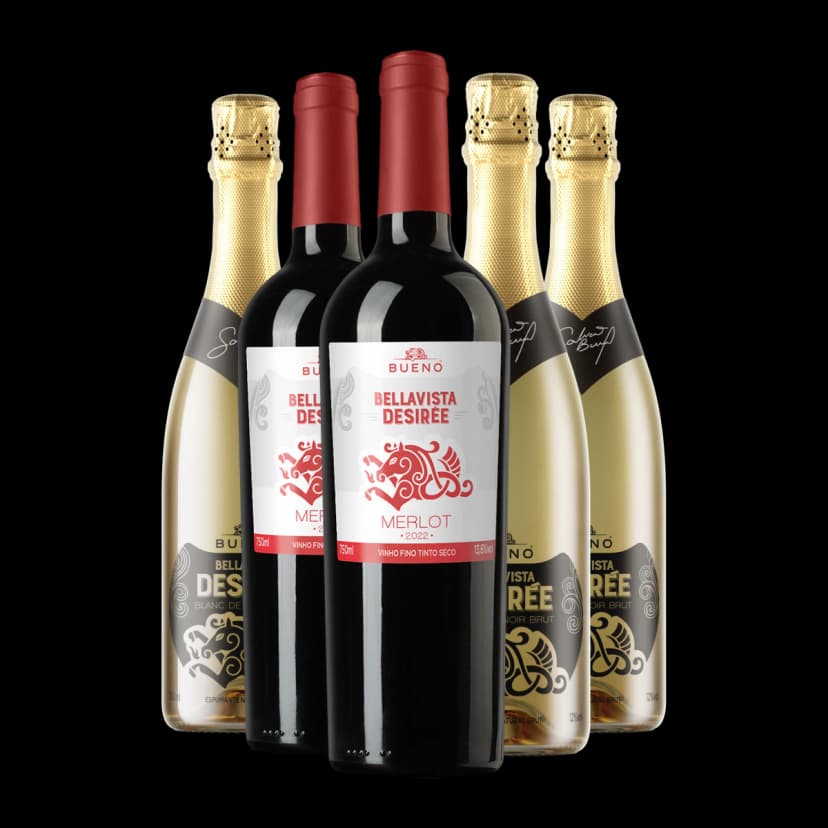 Kit 3x Espumante Desirée Blanc e 2x Bueno Desirée Merlot