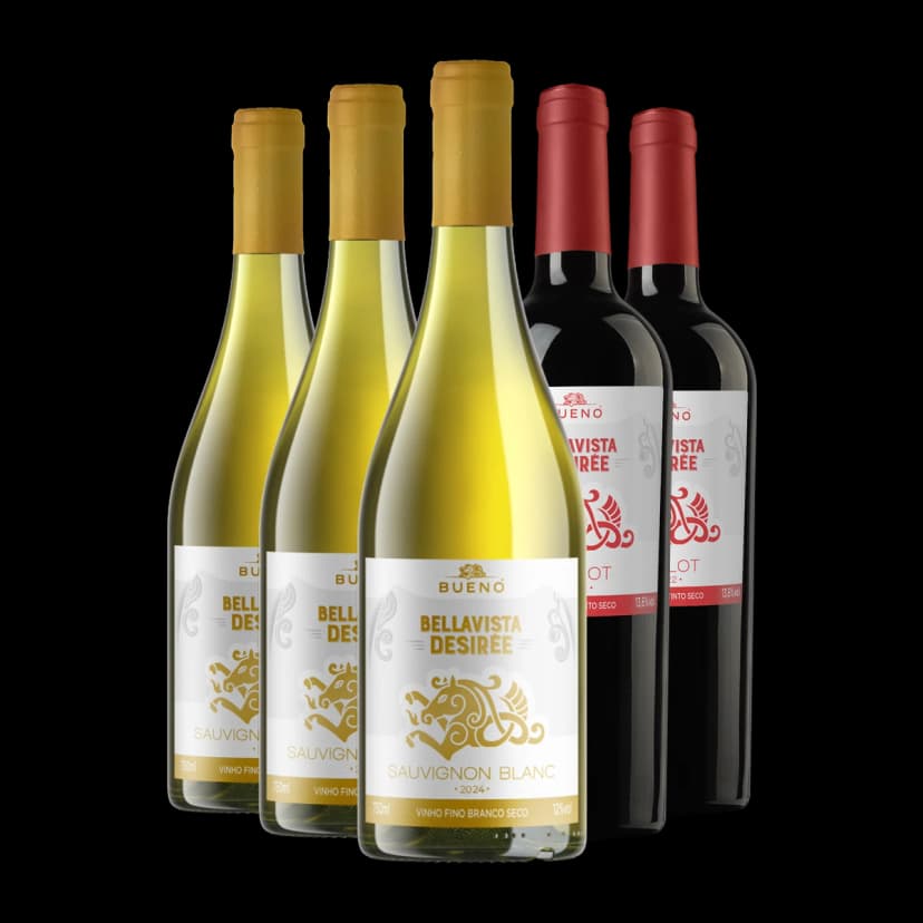 Kit 3x Desiree Sauvignon Blanc e 2x Bueno Desiree Merlot