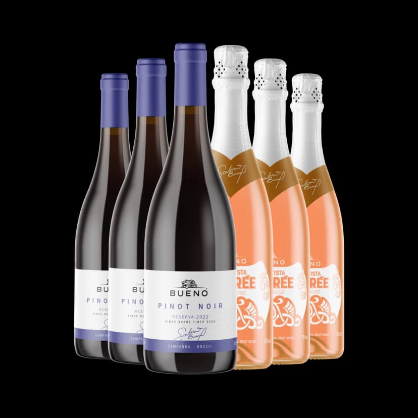 Kit 3x Pinot Noir Reserva e 3x Espumante Desirée Brut Rosé