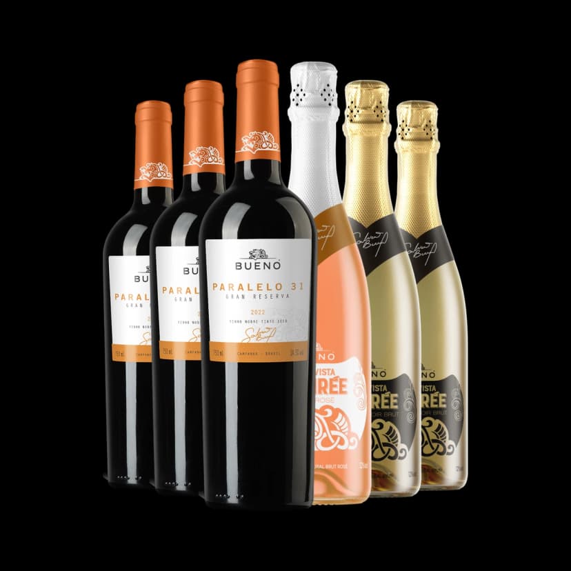 Kit 3x Paralelo 31 Gran Reserva e 3x Espumante Desirée Brut