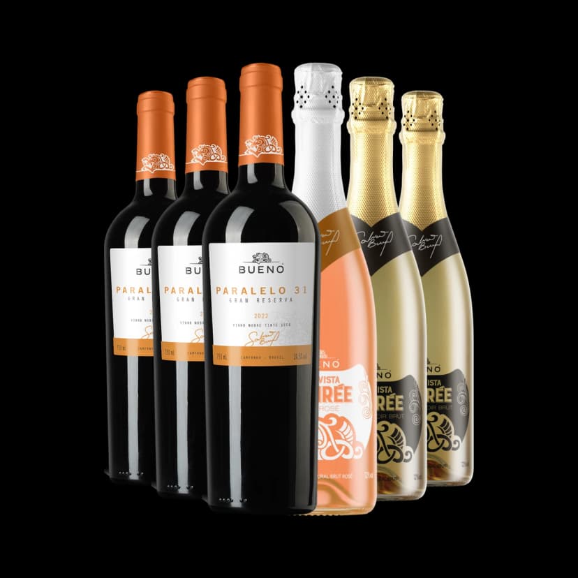 Kit 3x Paralelo 31 Gran Reserva e 3x Espumante Desirée Brut