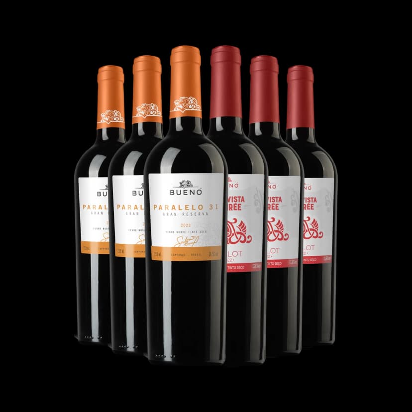 Kit 3x Paralelo 31 Gran Reserva e 3x Bueno Desirée Merlot