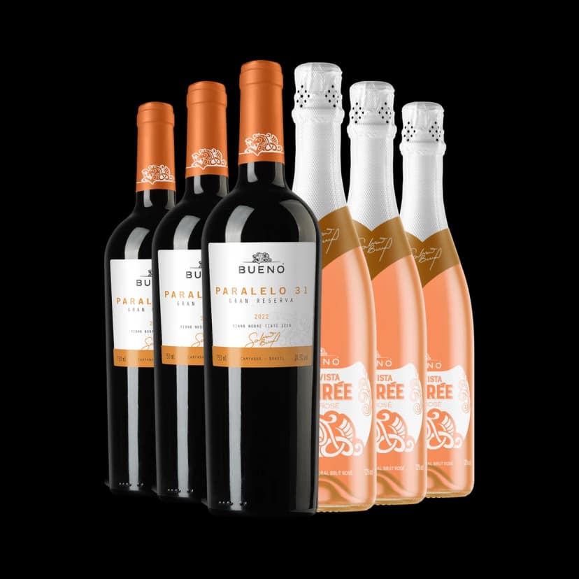 Kit 3x Paralelo 31 Gran Reserva e 3x Espumante Desirée Brut Rosé